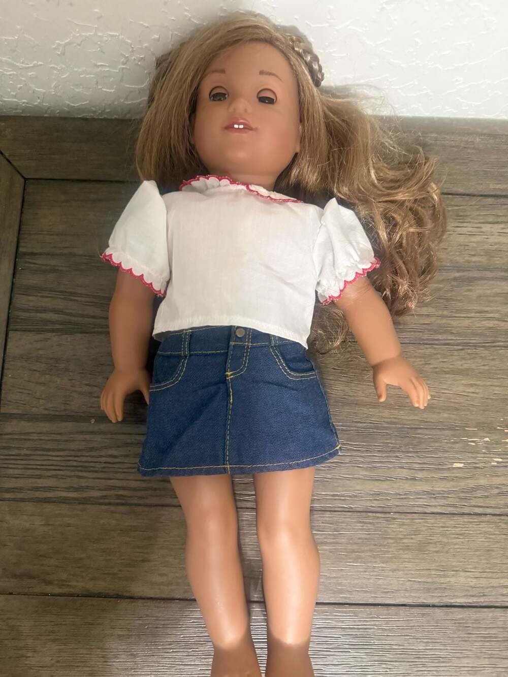 Josefina American Girl 18-Inch Doll with Brown Hair and Denim Skirt Outfit